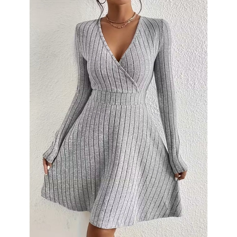 Annette | Wrap-Front A-Line Sweater Dress